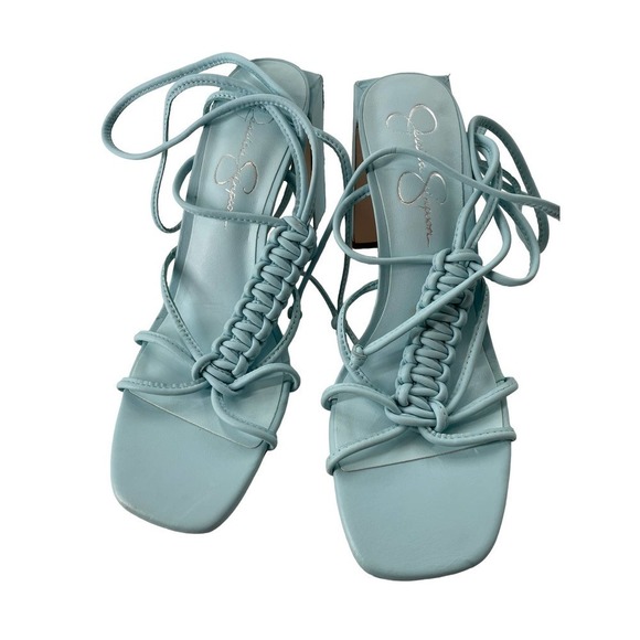 Jessica SIMPSON MAENA LEATHER STRAPPY ANKLE WRAP SANDALS - Picture 3 of 8